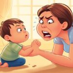 mamma arrabbiata che urla al figlio di 2 anni